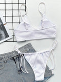 Sexy Bikini Women Push Up Swimwear Swimsuit White Pit Striped Knotted Bikinis Set Bathing Suit Beach Bikini Trajes De Bano Mujer