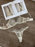 Toucheart Erotic Lingerie Panty 2PCS Thin Model See-through Lace Big Breasts Appear Smaller and Prevent Sagging Delicate Bra Set