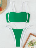 Splicing Mini Micro Thong Bikini Female Swimsuit Women Bandeau Swimwear Two-pieces Bikini Set Brazilian Bather Bathing Suit Swim