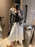 Spliced Lace Elastic High-waisted Slimming Skirt White Lace Trim Skirt Elastic Waist Casual Summer Style Skirt For Women 6S7Q