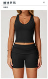 Women's Yoga Pants Summer Folding Drawstring High Waisted Nude Tight Sports Shorts Breathable Tummy Control Workout Leggings