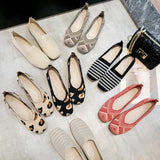 Spring and Autumn Flat Shoes Fashion Leisure Women's Flat Shoes Square Toe Knitting Elastic Comfortable Slip-on Boutique Shoes