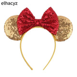 2025 Chic Disney Embroidery Sequin Minnie Ears Headband DOT Bow Hairband Girls Women Party Head Wear Kids DIY Hair Accessories