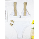 Sexy Splicing Asymmetric V Neck Bikini Women Swimwear Female Swimsuit Two-pieces Bikini set Bather Bathing Suit Swim Lady V3435