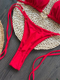 Women's Solid Color Sexy Bikini Set 2-piece Split Beach Swimsuit Red