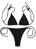2025 Ribbed Micro Tiny Bikini Women Bandage String Swimsuit Female Swimwear Two Pieces Bikini Set Brazilian Bathing Suit Swim