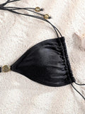Miyouj Glitter Fabric Bikinis 2026 Sexy Bikini Set Folds Swimsuit Female Halter Bathing Suit Women Swimwear New Beachwear