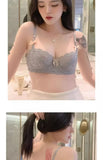 MOYISU French Romance Breathable and Comfortable Breathable Sexy Lace Not Empty Cup Bra Set Pure Desire Girl Super Beautiful