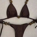 DEKA Thong Solid Bikini Set Stone Swimsuit Push Up Bikinis Women Swimwear Female Biquinis Bathing Suit Swimming Suits Beachwear