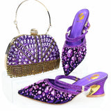 Doershow High Quality African Style Ladies Shoes And Bags Set Latest gold Italian Shoes And Bag Set For Party  1-10