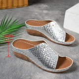 Gold Snake Pattern Wedges Sandals Women Lightweight Thick Sole Platform Slippers Woman Plus Size Non Slip Beach Sandalias Mujer