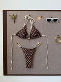 Sexy Black Polka Dot Print Bikini Set Women Pearls Push Up Bra Thong Swimwear 2026 Summer Bathing Suit Holiday Micro Swimsuit
