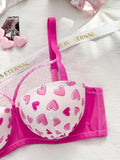 Plus Size Women's Bra Sweet Heart Push up Underwire Bra BCD Thin Cup Underwear Comfort and Support Lingerie Bra