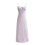 Foridol Spaghetti Strap Tie Up Plaid Dress Women Summer Beach Midi Sundress Strapless Retro Pink Short Vestidos Female Dress