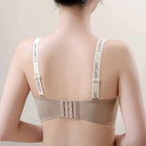 Women Push-Up Bra Seamless Underwear Letter Straps Cute Heart Print Non-wired No Rims 3/4 Cup
