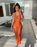 DEKA Sexy Women V Neck Hollow Cover Up Beach Dress Bathing Suit For Beach Swimwear Sleeveless Backless Swimsuit Crochet Cover Up