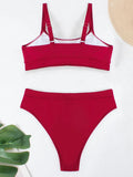 High Waist Bikini 2026 Solid Swimsuit Women Padded Swimwear Female Sports Bathers Bathing Swimming Swim Suit Beachwear