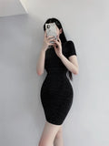 Nightclub High WOMENGAGA Waist Women Slim Mini Dress T Shirt Thin Hot Sexy Korean Women Tops Transparent Summer Fashion 6A26