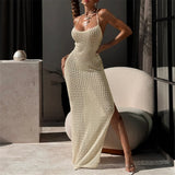2026 Hollow Out Cross Back Crochet Knitted Tunic Beach Cover Up Cover-ups Beach Dress Beach Wear Beachwear Female Women V7505