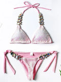 Shiny Sequins Rhinestone Diamond Bikini Women Swimsuit Female Swimwear Two Pieces Bikini Set Halter Bather Bathing Suit Swim