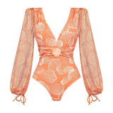2026 Fashion Swimwear Women With Skirt Bathing Suit Summer New Ruffle Splice Print Beachwear Holiday Bikini Cover Ups Outfits