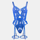 Toucheart Lace Sexy Skinny Babydoll Bodysuit Embroidery Erotic Private Adult Suit Solid Color Patchwork High Waisted Sexy Set