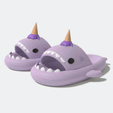Summer Ice Cream Shark Slippers for Couples Cute Anti-Slip Thick Sole Indoor Bathroom Slides Men Women Beach Street Sandals
