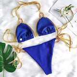 Bikini 2026 Sexy Backless Golden Rhinestone Metal Strap Hollow Swimwear Swimsuit Women Halter Bikinis Set Bathing Suit Banadores