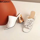 NASBAVI Brand New Ladies Peep Toe Summer Sandals Fashion Mixed Colors Chunky High Heels Women Sandals Party Woman Shoes 35-45