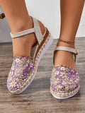 Hollow Fabric Roman Shoes Summer Travel Round Head Wedge Toe Fashion Sandals Comfortable Thick-sole Women's Shoes 2026
