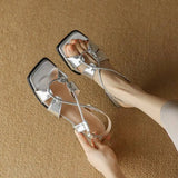2026Summer New Model Fashion Middle Heeled Women's Sandals Black Buckle Open-toe Comfortable Hollow-out Women's Shoes High 3.5cm