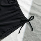 Wrinkled Knotted Shorts High Waist Bikini Female Swimsuit Women Swimwear Two-Pieces Bikini Set Bather Bathing Suit Swim V6197