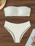 XS - L Wrinkled Strappy Bandeau High Waist Bikini Female Swimsuit Women Swimwear Two-pieces Bikini Set Bather Bathing Suit Swim