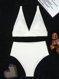 2026 Triangle High Waist Bikini Solid Strappy Swimwear Female Sexy Swimsuit Women Bathers Bathing Swimming Swim Suit Beachwear