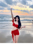 New High-end and Sexy European and American Retro Red Bikini Split Swimsuit for Women with Chest Pads, Pure Desire