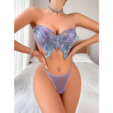 Toucheart Sexy Ultra Thin Perspective Underwear Set For Women Sexy Bra 2 Piece Set Butterfly Hollow Out Sexy Lingerie Set New