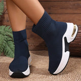2025 Thick Bottom Knitted Ankle Boots Women Comfort Breathable Platform Sock Shoes Woman Plus Size Wedges Short Booties Mujer