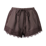 Women's Summer Shorts Elastic Waist Striped Lace Hem Loose Shorts with Pockets Fashion Daily Out Going Lounge Short Pants