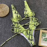 Leopard Deep V Neck Wrap Around High Cut Women Swimwear One Piece Swimsuit Female Monikini Tummy Cut Out Bathing Suit Swim Lady