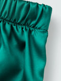 Women's Satin Two Pieces Pajama Sets Fashionable Contrast Color Trim Long Sleeve Button Down Tops with Pants Soft Sleepwear