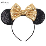 2025 Chic Disney Embroidery Sequin Minnie Ears Headband DOT Bow Hairband Girls Women Party Head Wear Kids DIY Hair Accessories