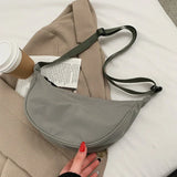1pc Women Large Color Solid Nylon Half Moon Daily Street Fanny Pack Waist Bag Capacity Travel Crossbody