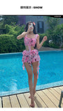 Swimsuit split skirt conservative small breast push up vacation swimsuit hot spring date romantic bikini