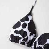 New Style Cow Print Lace-Up Halter Neck Sexy and Fashionable Women's Two-Piece Bikini Swimsuit