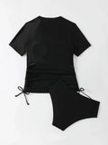 Short Sleeves Two Pieces Swimsuit Women Tankini 2026 Printed Swimwear Female Beach Wear Bathers Bathing Swimming Swim Suit