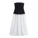 Foridol White Black New in Long Dress Women Summer Off Shoulder Strapless Casual Party Beach Midi Dress 2025 Elegant Sundress