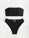ZTVitality Solid Bikini Sexy Bikinis 2024 New Arrival Padded Bra Strapless High Waist Swimsuit Women Swimwear Summer Biquini