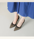 Women 8CM Pointed Toe High Heels Slip on Stiletto Pumps Dress Party OL Office Classic Stripes Single Shoes Gold Silver New 2026