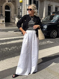 Foridol Cotton Linen White Long Pants Women Spring Summer Casual Wide Leg Pants Pantalones Elastic Waist Sash New Female Pants