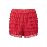 Women’s Layered Ruffle Bloomers Fashion Low Waist Bow Front Solid Color Shorts Casual Summer Mini Shorts